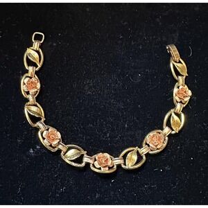 Krementz Gold Overlay Rose Flower Bracelet 7"